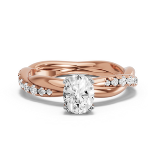 Image for Oval Vintage Basket Ring with Rope Pave band