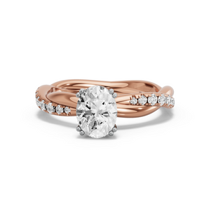 Image for Oval Vintage Basket Ring with Rope Pave band