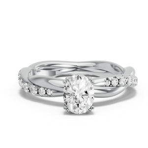 Image for Oval Vintage Basket Ring with Rope Pave band