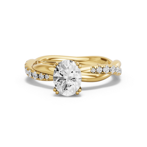Image for Oval Vintage Basket Ring with Rope Pave band