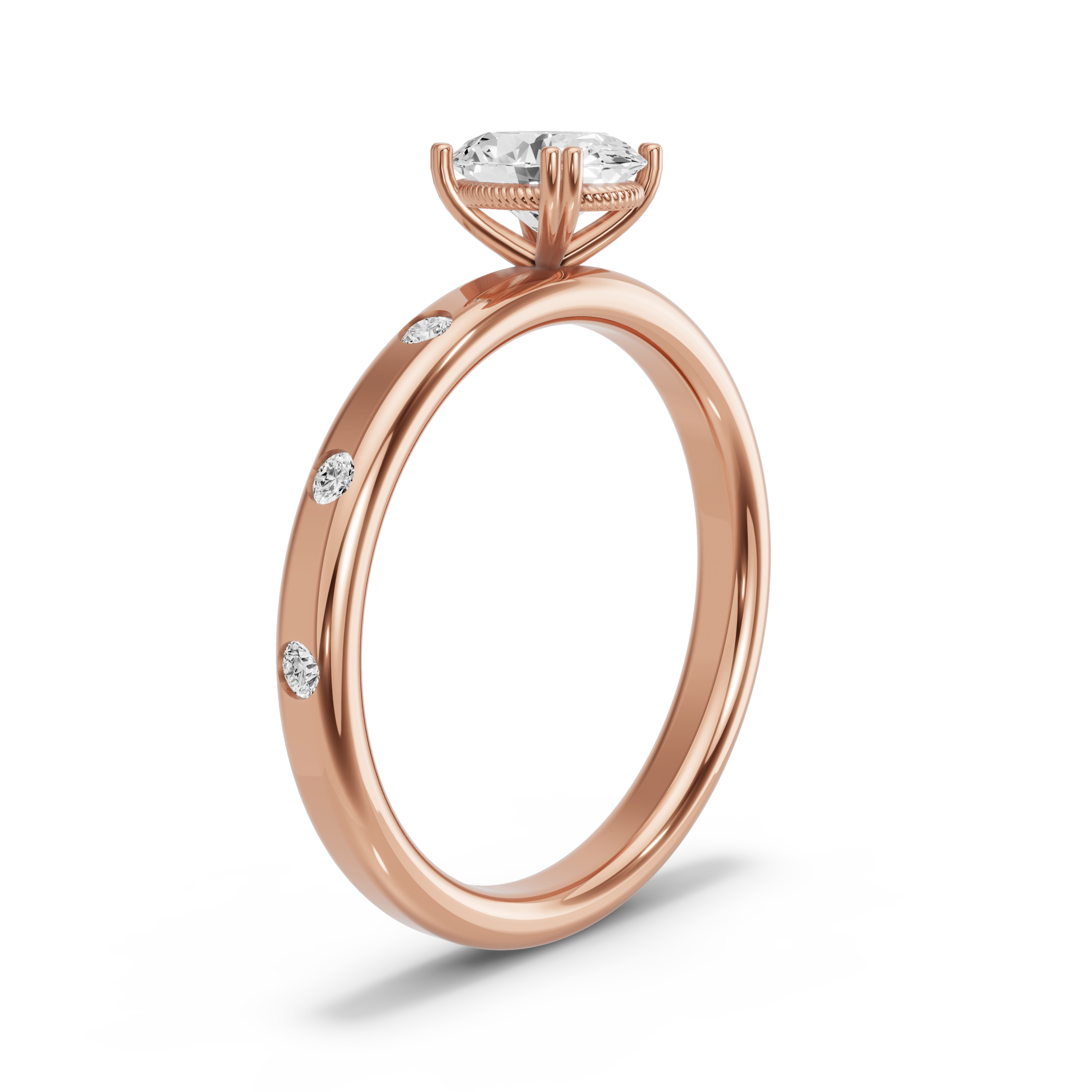 Image for Oval Vintage Basket Ring with Sleek Accent band in 18K Rose Gold