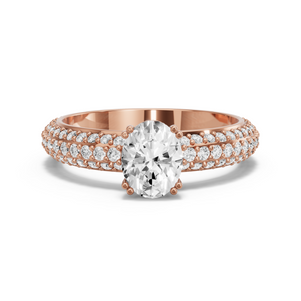 Image for Oval Vintage Basket Ring with Triple Row Pave band