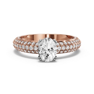 Image for Oval Vintage Basket Ring with Triple Row Pave band