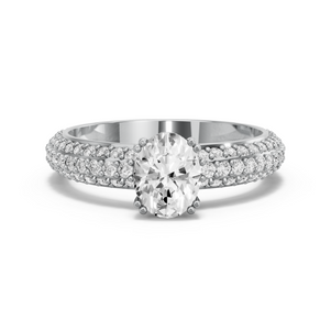 Image for Oval Vintage Basket Ring with Triple Row Pave band