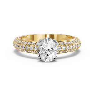 Image for Oval Vintage Basket Ring with Triple Row Pave band