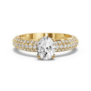 Image for Oval Vintage Basket Ring with Triple Row Pave band