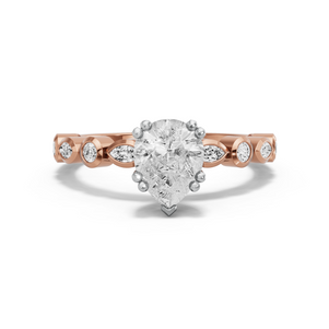 Image for Pear Vintage Basket Ring with Alternating Marquise band