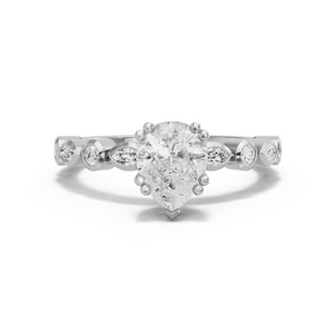 Image for Pear Vintage Basket Ring with Alternating Marquise band