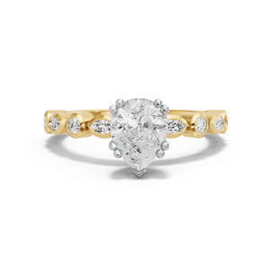 Image for Pear Vintage Basket Ring with Alternating Marquise band