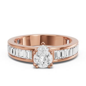 Image for Pear Vintage Basket Ring with Baguette Channel band