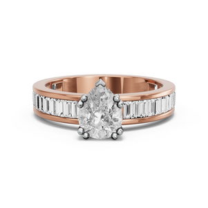Image for Pear Vintage Basket Ring with Baguette Channel band