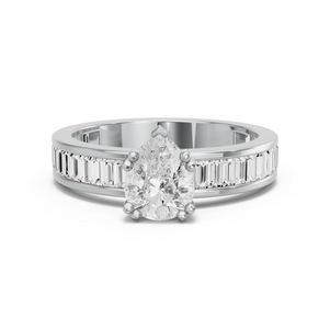 Image for Pear Vintage Basket Ring with Baguette Channel band