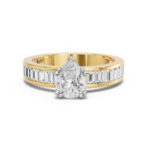 Image for Pear Vintage Basket Ring with Baguette Channel band