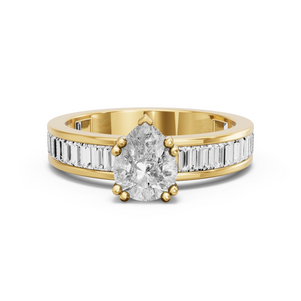 Image for Pear Vintage Basket Ring with Baguette Channel band