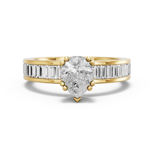 Image for Pear Vintage Basket Ring with Baguette Channel band in 18K Yellow Gold