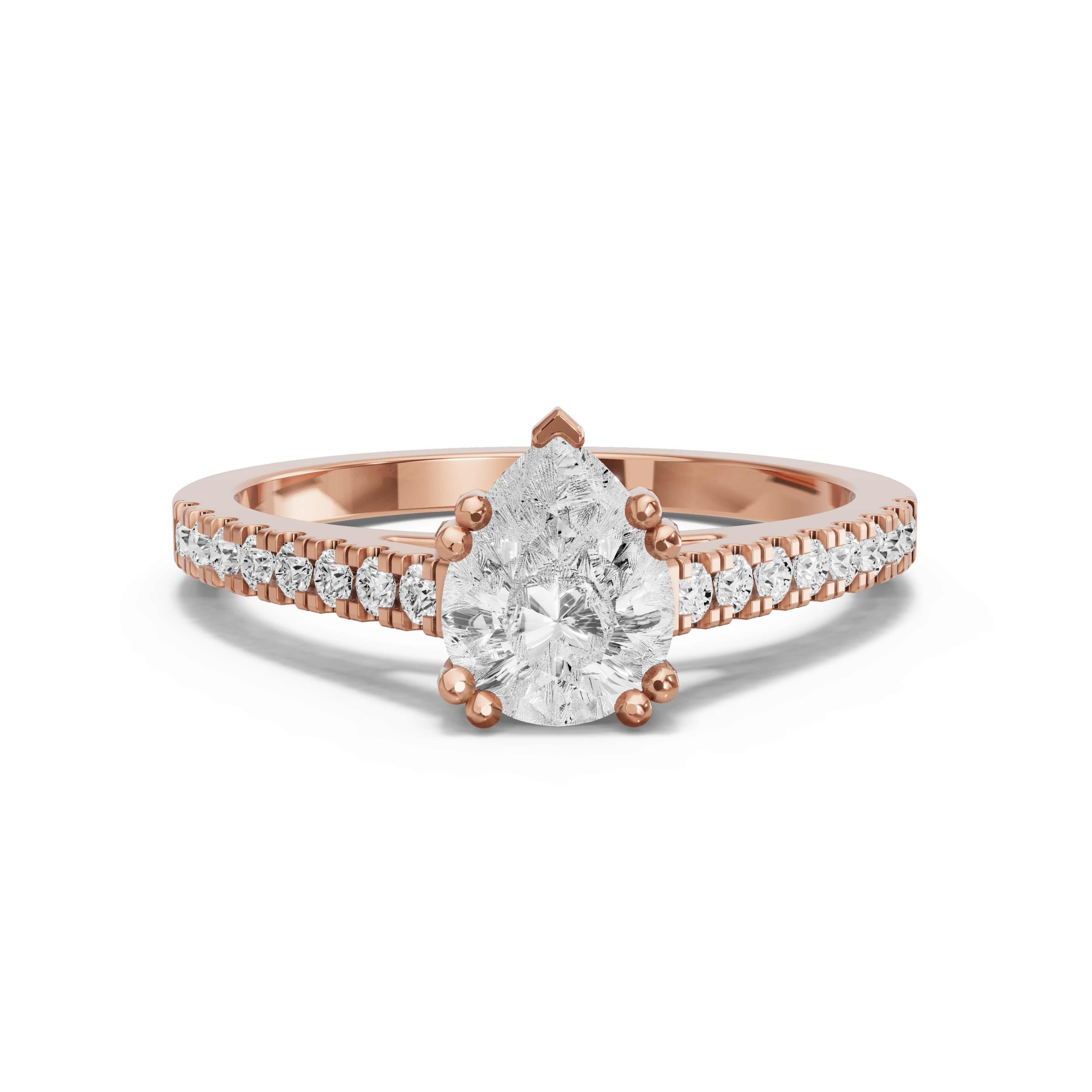 Image for Pear Vintage Basket Ring with Cathedral Pave band