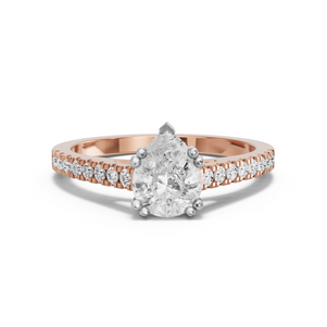 Image for Pear Vintage Basket Ring with Cathedral Pave band