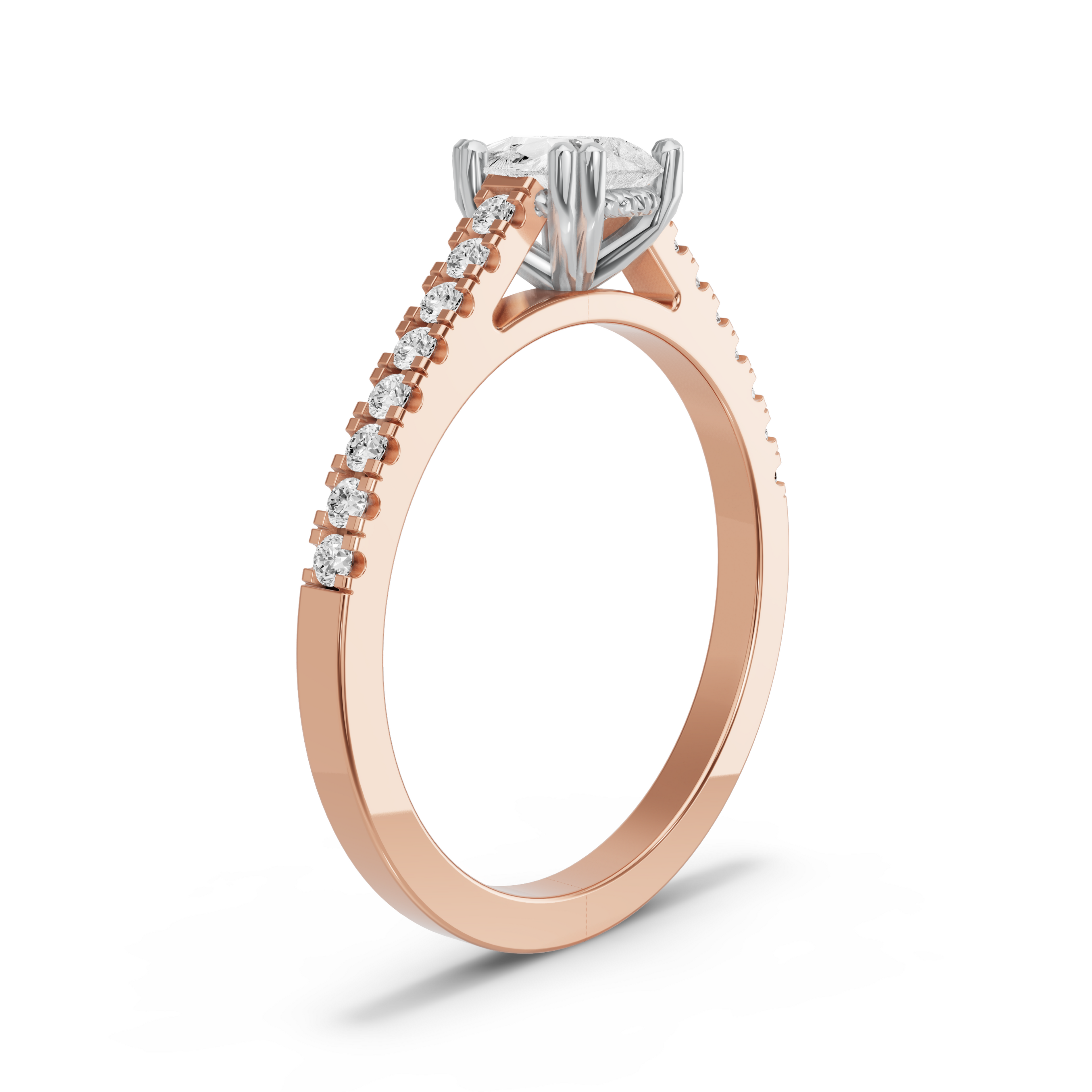 Image for Pear Vintage Basket Ring with Cathedral Pave band