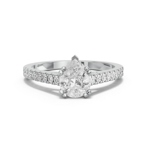 Image for Pear Vintage Basket Ring with Cathedral Pave band