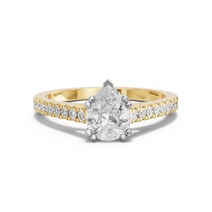 Image for Pear Vintage Basket Ring with Cathedral Pave band