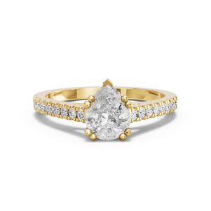 Image for Pear Vintage Basket Ring with Cathedral Pave band