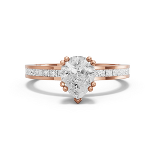 Image for Pear Vintage Basket Ring with Channel band in 18K Rose Gold