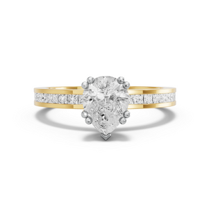 Image for Pear Vintage Basket Ring with Channel band in 18K Two Tone Yellow Gold