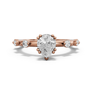 Image for Pear Vintage Basket Ring with Floating Station band in 14K Rose Gold