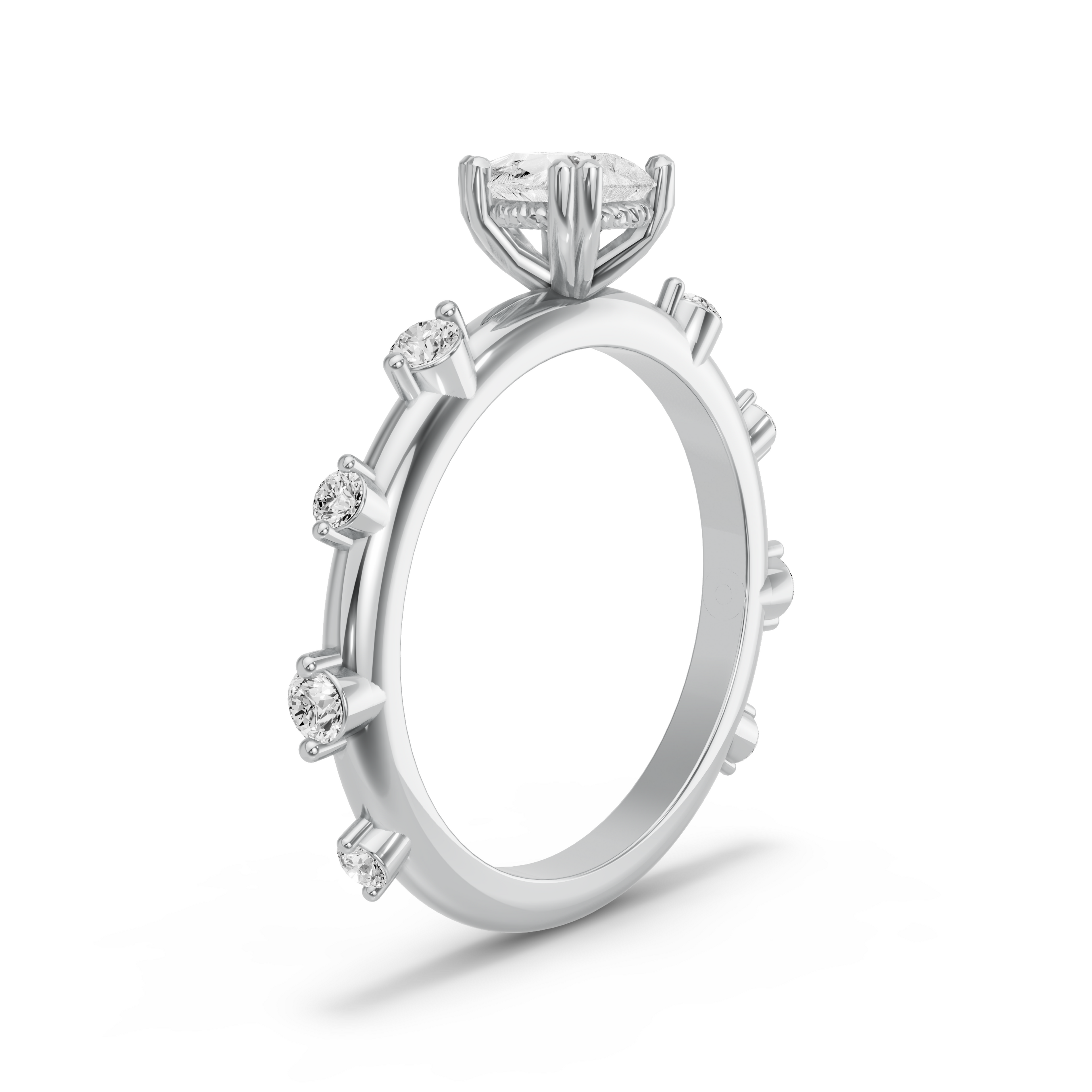 Image for pear-vintage-basket-ring-with-floating-station-band-in-18k-white-gold