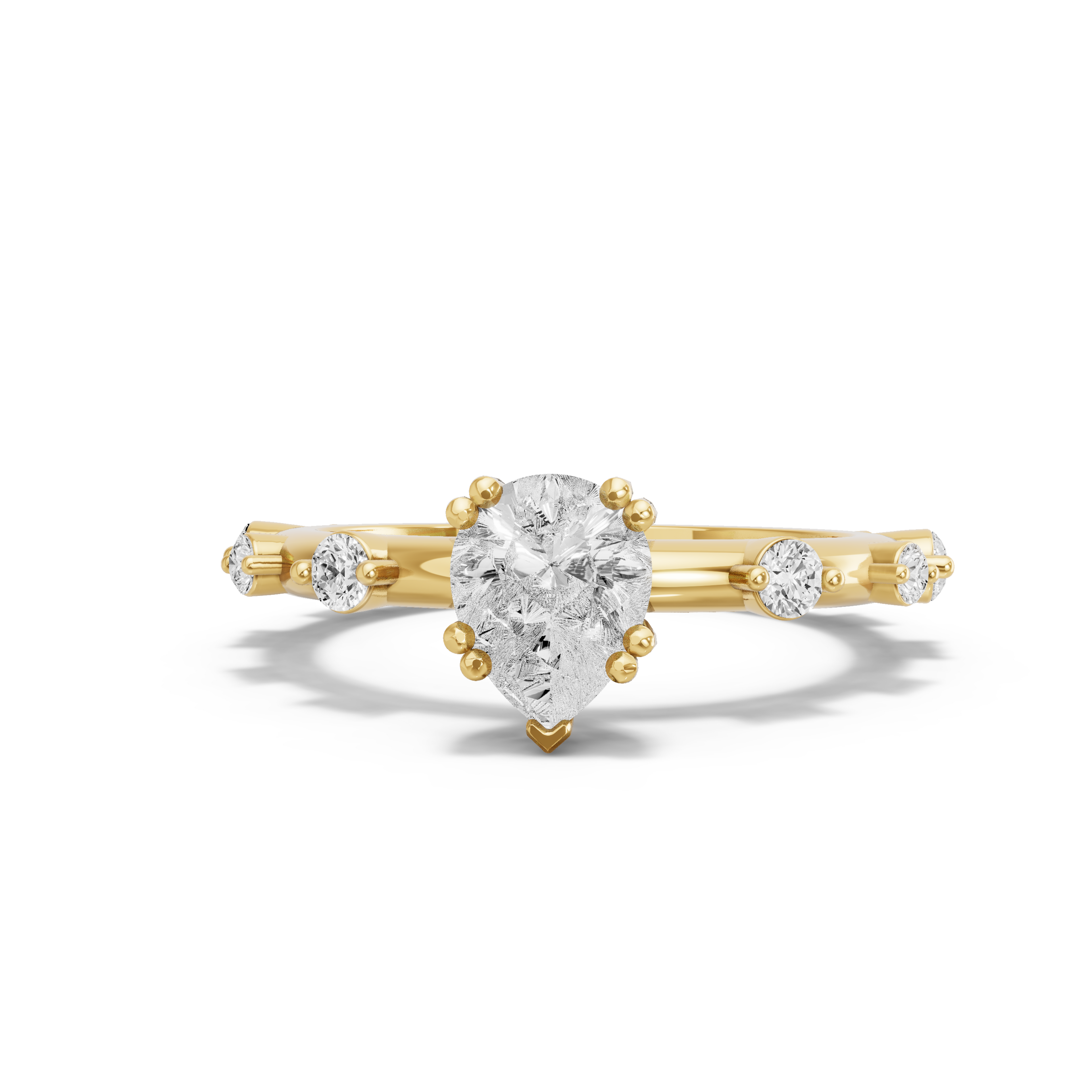 Image for pear-vintage-basket-ring-with-floating-station-band-in-10k-yellow-gold