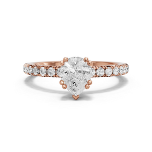 Image for Pear Vintage Basket Ring with French Pave band