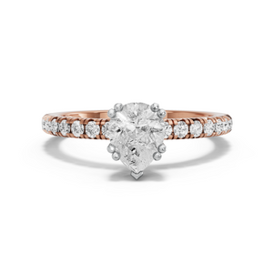 Image for Pear Vintage Basket Ring with French Pave band