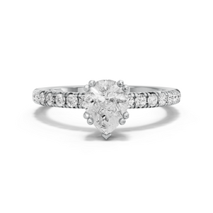 Image for Pear Vintage Basket Ring with French Pave band