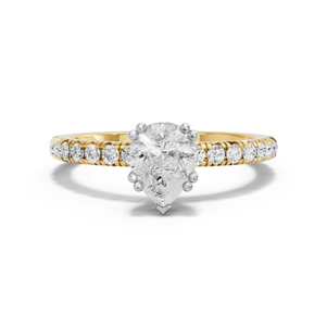 Image for Pear Vintage Basket Ring with French Pave band