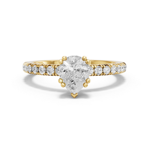 Image for Pear Vintage Basket Ring with French Pave band