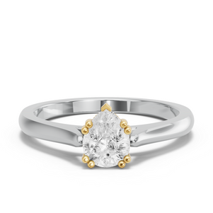 Image for Pear Vintage Basket Ring with Knife Edge Cathedral band