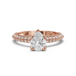 Image for Pear Vintage Basket Ring with Knife Edge Pave band
