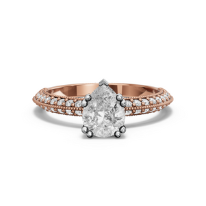 Image for Pear Vintage Basket Ring with Knife Edge Pave band
