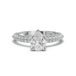 Image for Pear Vintage Basket Ring with Knife Edge Pave band