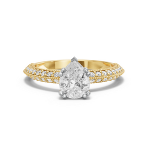 Image for Pear Vintage Basket Ring with Knife Edge Pave band