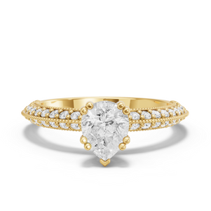 Image for Pear Vintage Basket Ring with Knife Edge Pave band
