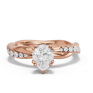 Image for Pear Vintage Basket Ring with Rope Pave band
