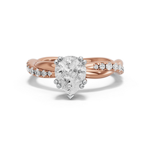 Image for Pear Vintage Basket Ring with Rope Pave band