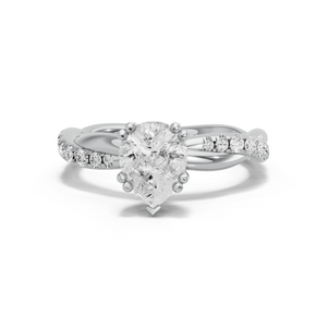 Image for Pear Vintage Basket Ring with Rope Pave band