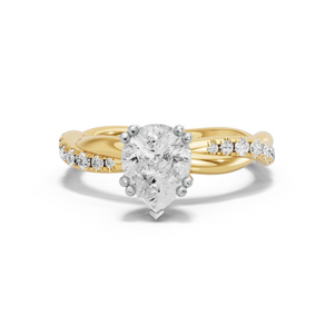 Image for Pear Vintage Basket Ring with Rope Pave band