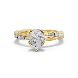 Image for Pear Vintage Basket Ring with Rope Pave band