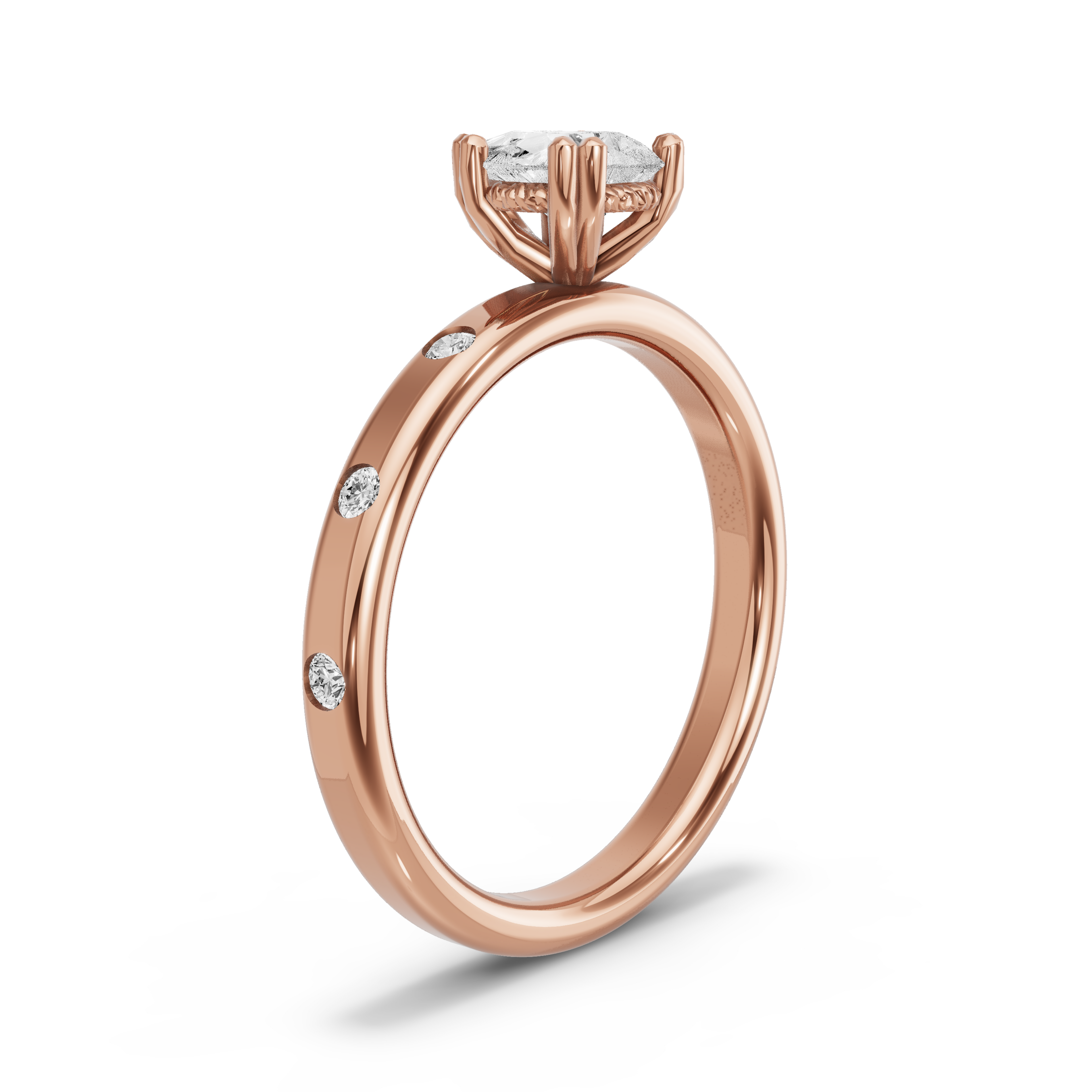 Image for pear-vintage-basket-ring-with-sleek-accent-band-in-18k-rose-gold