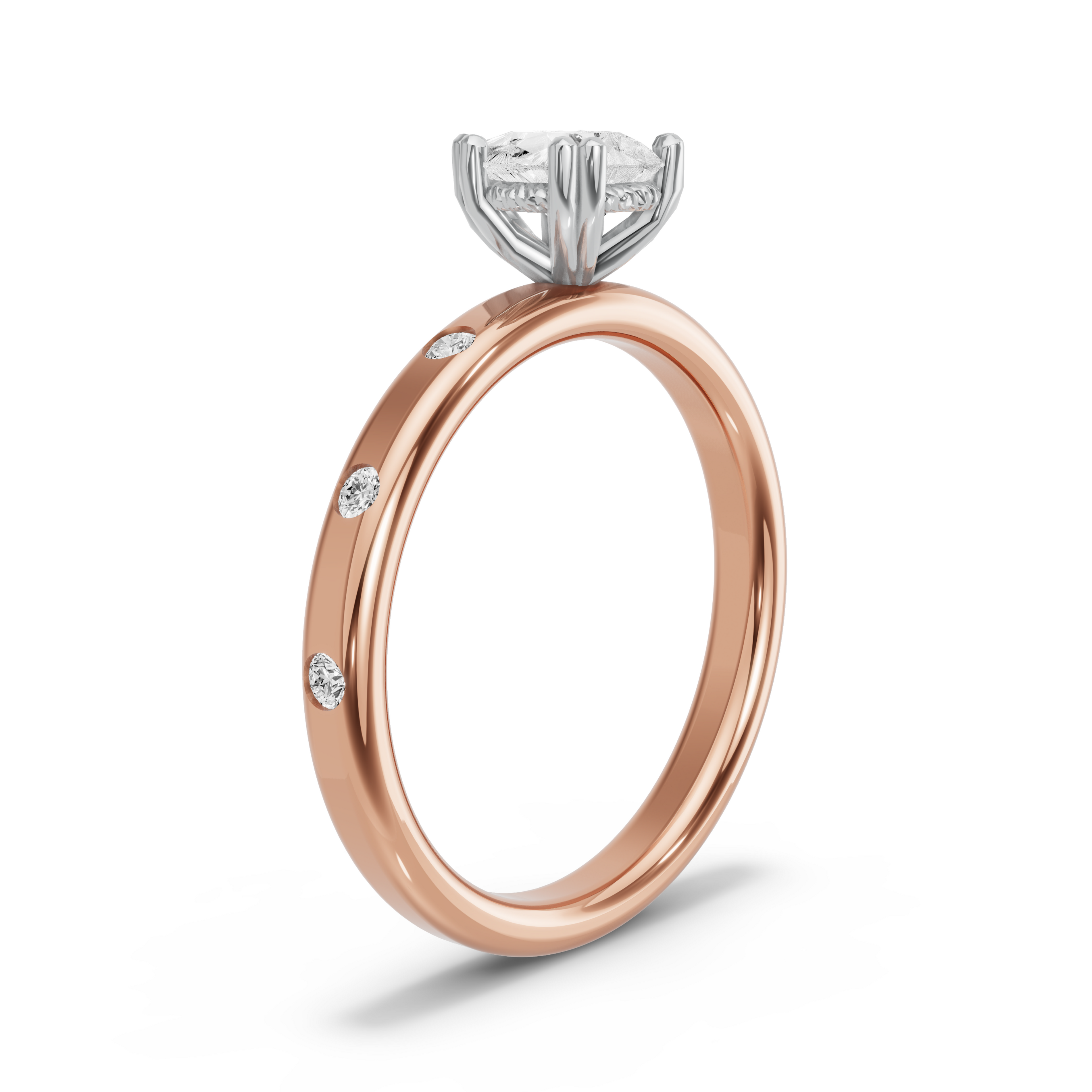 Image for pear-vintage-basket-ring-with-sleek-accent-band-in-18k-two-tone-rose-gold