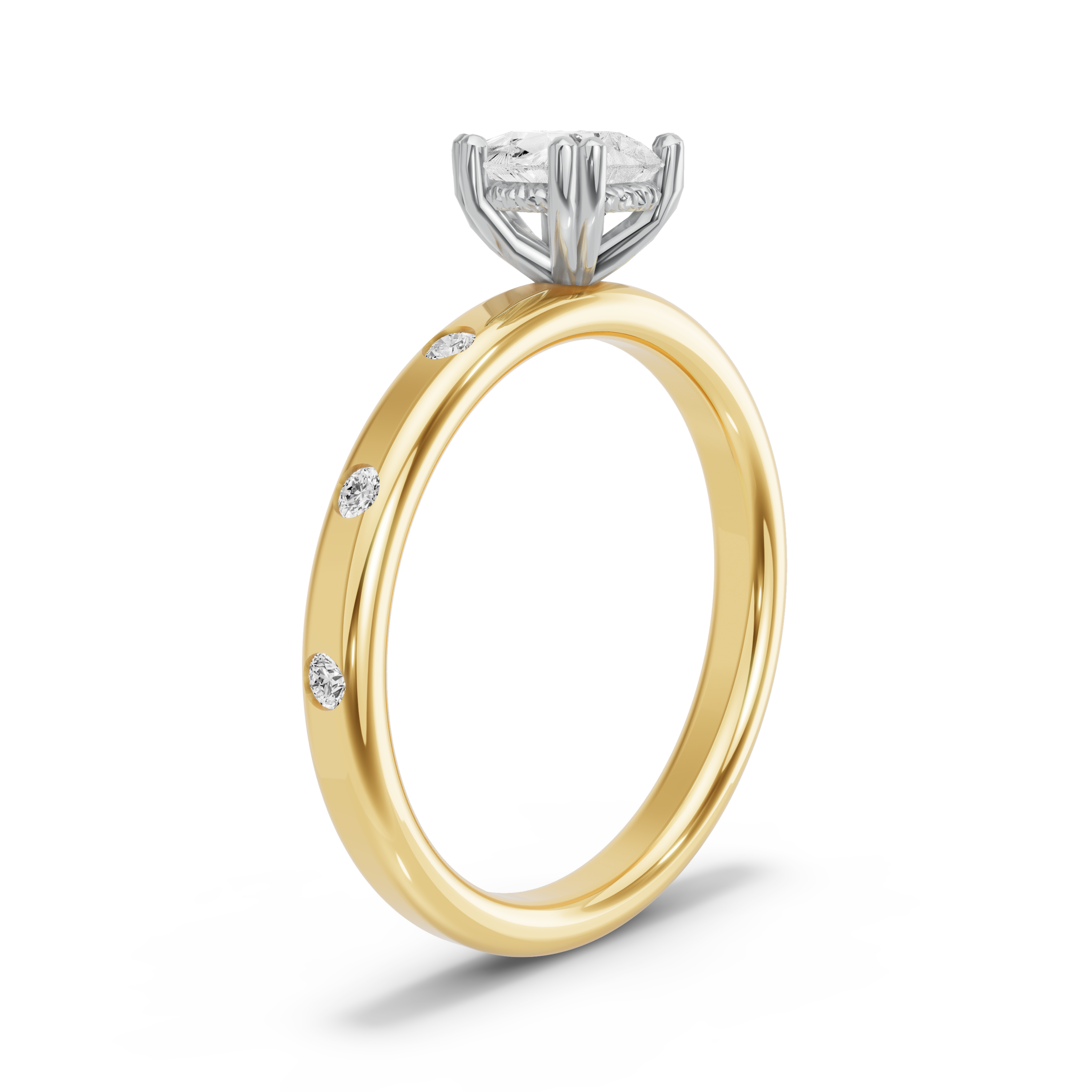 Image for pear-vintage-basket-ring-with-sleek-accent-band-in-10k-two-tone-yellow-gold