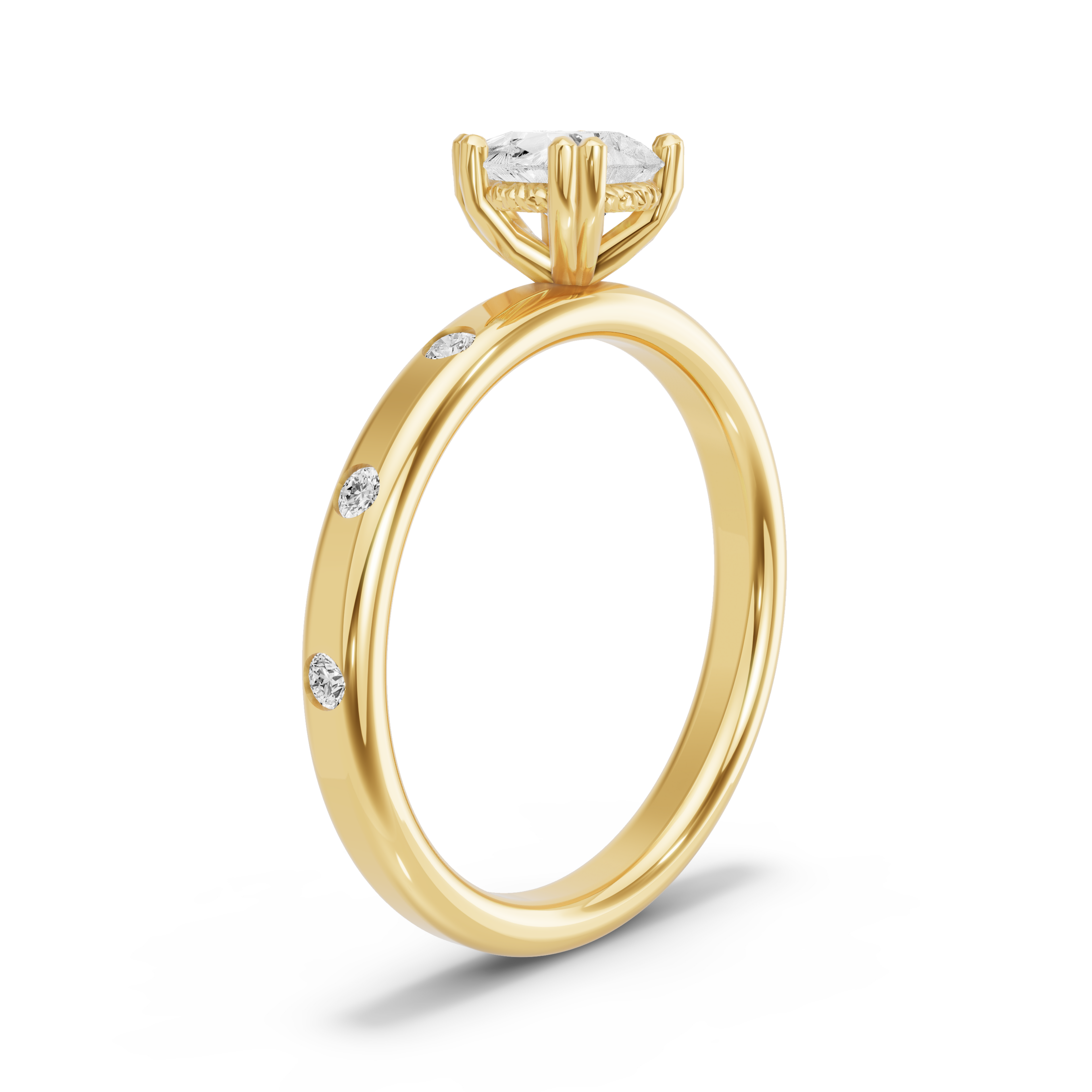 Image for pear-vintage-basket-ring-with-sleek-accent-band-in-18k-yellow-gold
